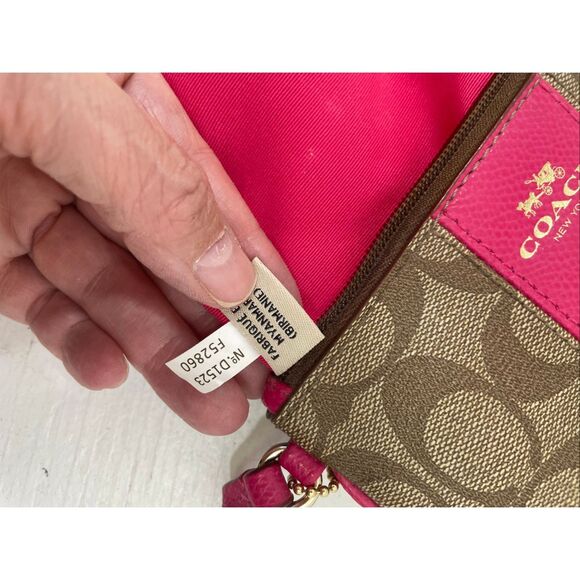 Coach Wrislet Signature Monograma Saffiano in Brown and Pink - Picture 8 of 11